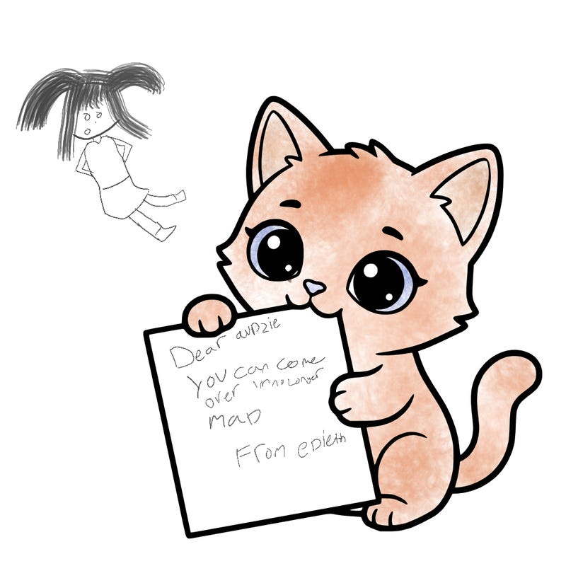 a small cat with a blank sheet of paper in its hand. the cat is sooooooo cute!