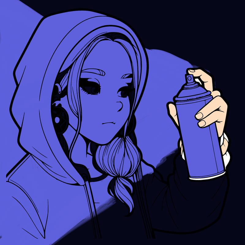 a realistic girl, spray painting