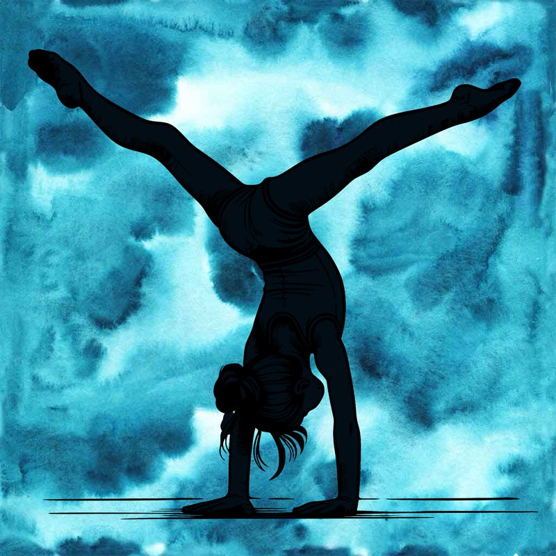 realistic gymnastic hand stand girl in four splits