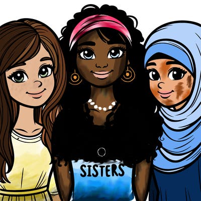 three sisters with a best sisters necklace