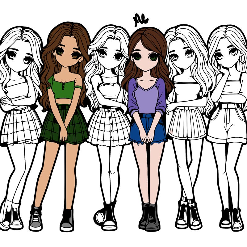 a group of girls realistic