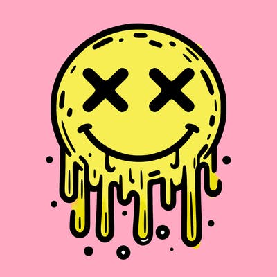 drippy smiley with x eyes