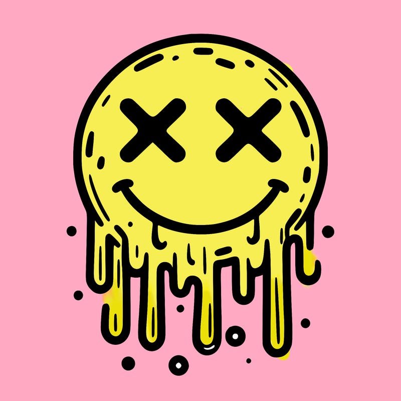 drippy smiley with x eyes