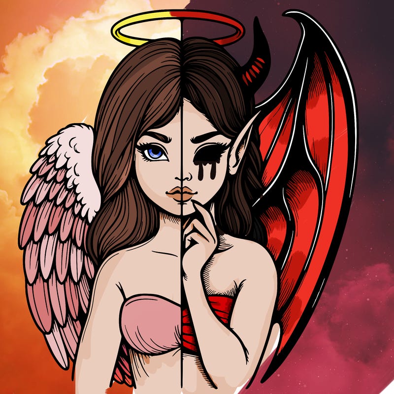 realistic angel half demon