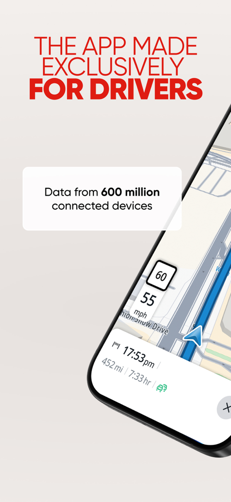 TomTom - Maps & Traffic - TomTom navigation app interface showing map route and real-time driving data from millions of devices