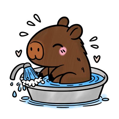 capybara taking a bath