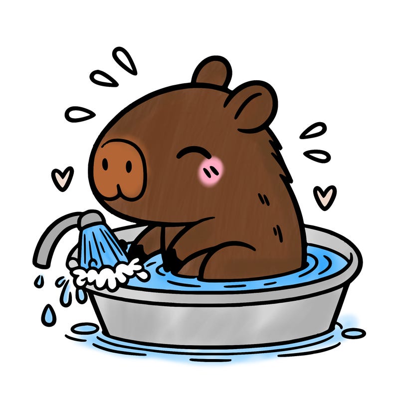 capybara taking a bath