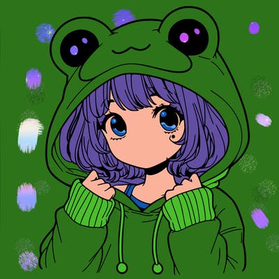 a cute teenage girl wearing a frog hoodie