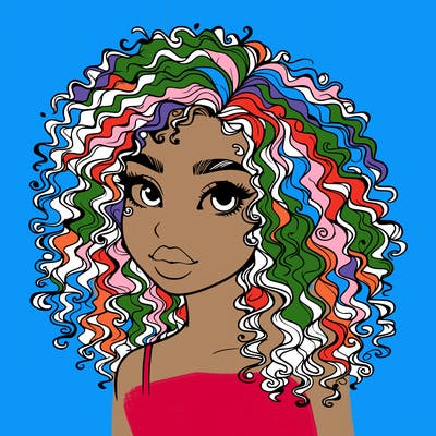 girl with curly hair realistic