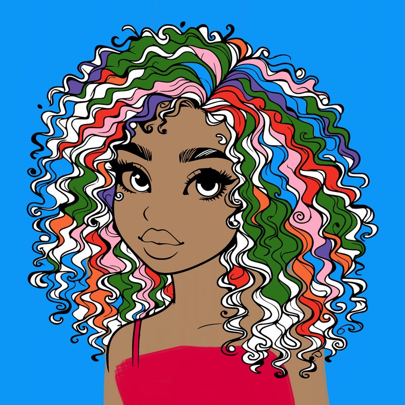 girl with curly hair realistic