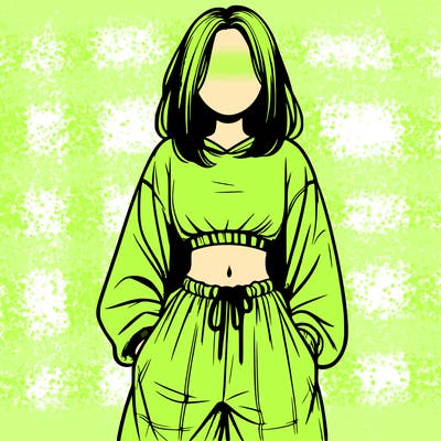 realistic girl faceless with baggy pants and a crop top