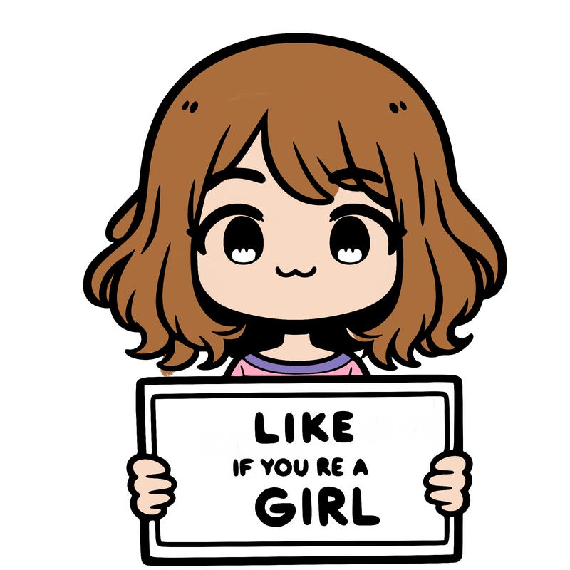 a cute girl holding a sign that says like if you’re a girl