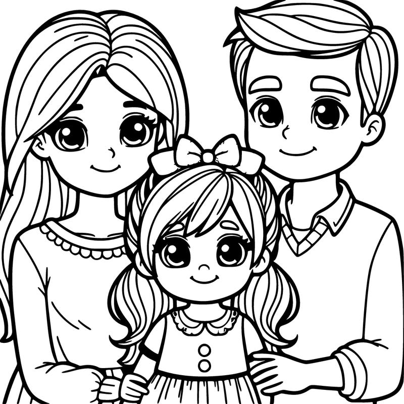 little girl with dad and mom