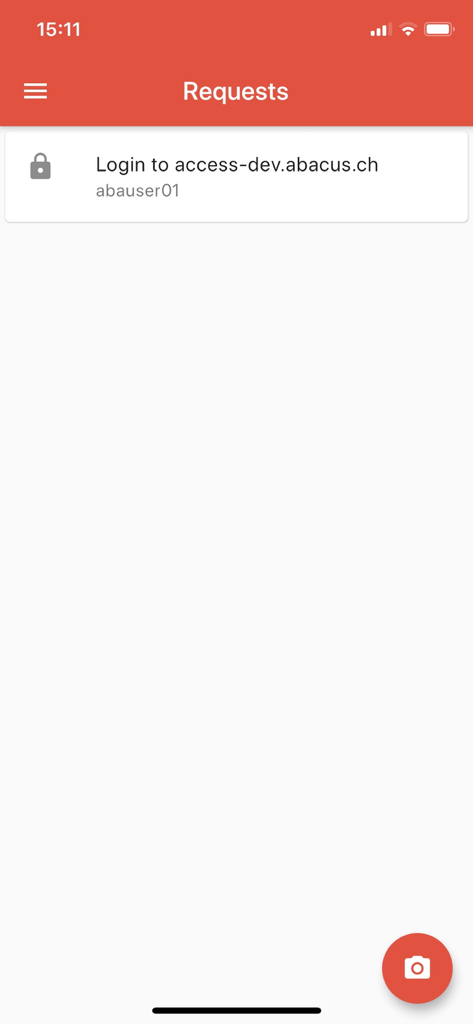 Abacus Access app interface showing a pending login authentication request for a secure ERP system