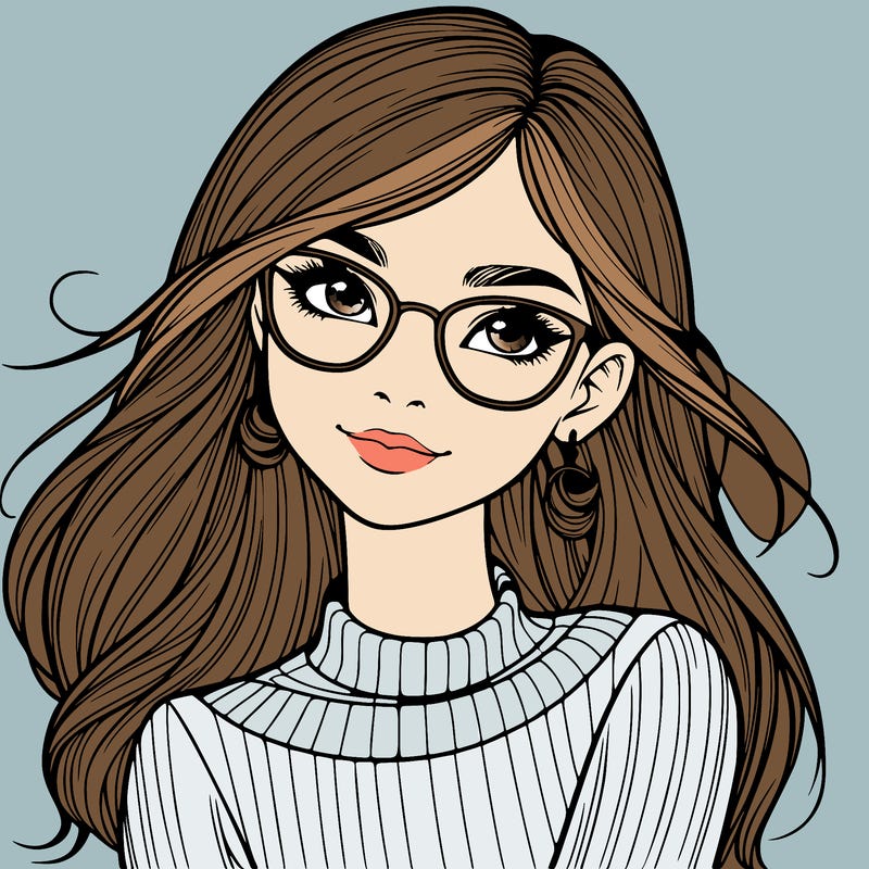 realistic girl with glasses