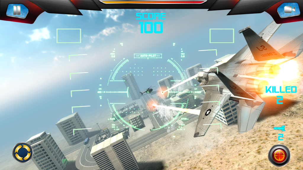 Air Strike Plane Combat Storm - Fighter jet dogfight over a city in Air Strike Plane Combat Storm