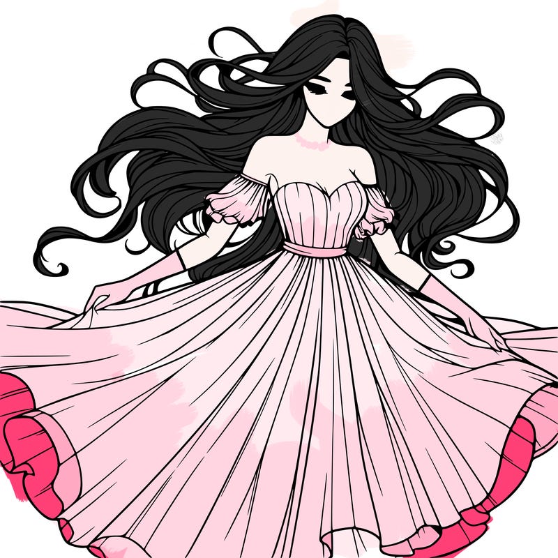 realistic woman wearing a dress that's flowing in the wind