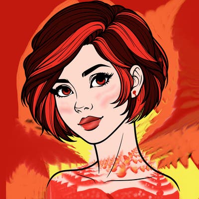 realistic woman with short styled hair