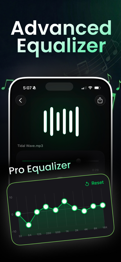 Volume Booster - Sound & Bass - Aplicativo de amplificador de volume com equalizador avançado com ajustes de frequência e ondas sonoras.