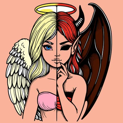 realistic angel half demon