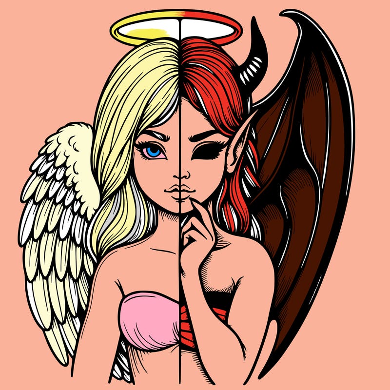 realistic angel half demon