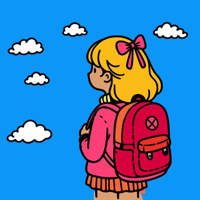 a girl with a backpack