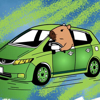 capybara driving in the 2007 honda civic