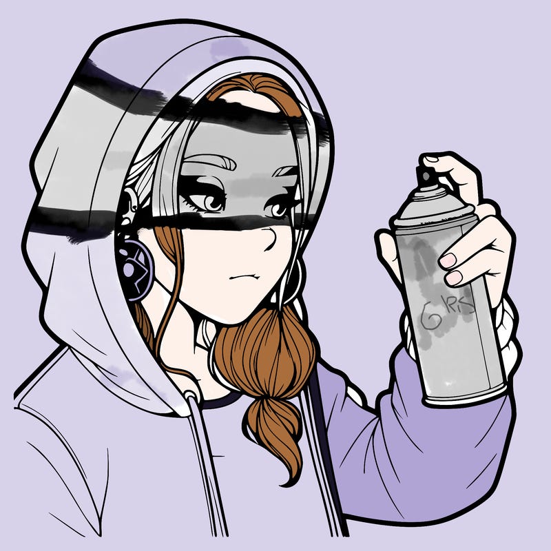 a realistic girl, spray painting