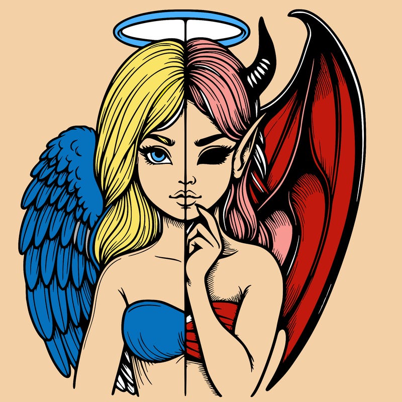 realistic angel half demon