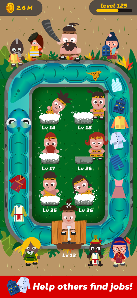 Laundry Idle - 방치형 세탁 시뮬레이션 게임에서 옷을 세탁하는 만화 캐릭터