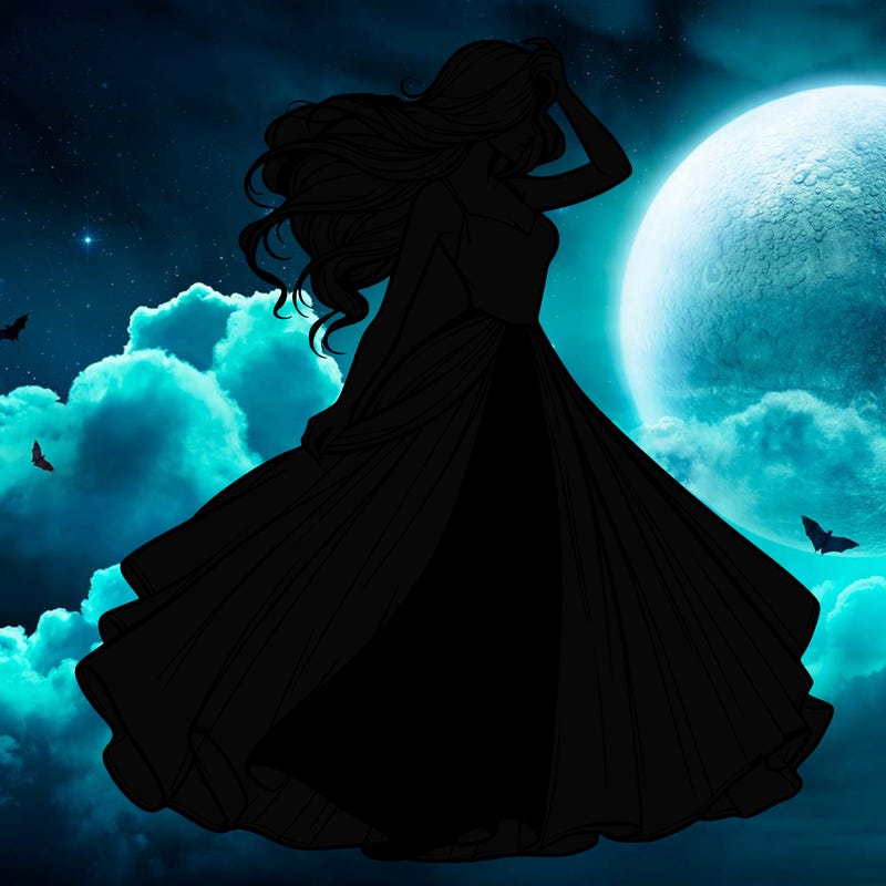 realistic woman with dress flowing in the wind