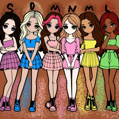 a group of girls realistic