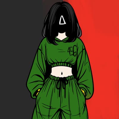 realistic girl faceless with baggy pants and a crop top