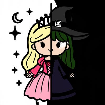 split princess and witch