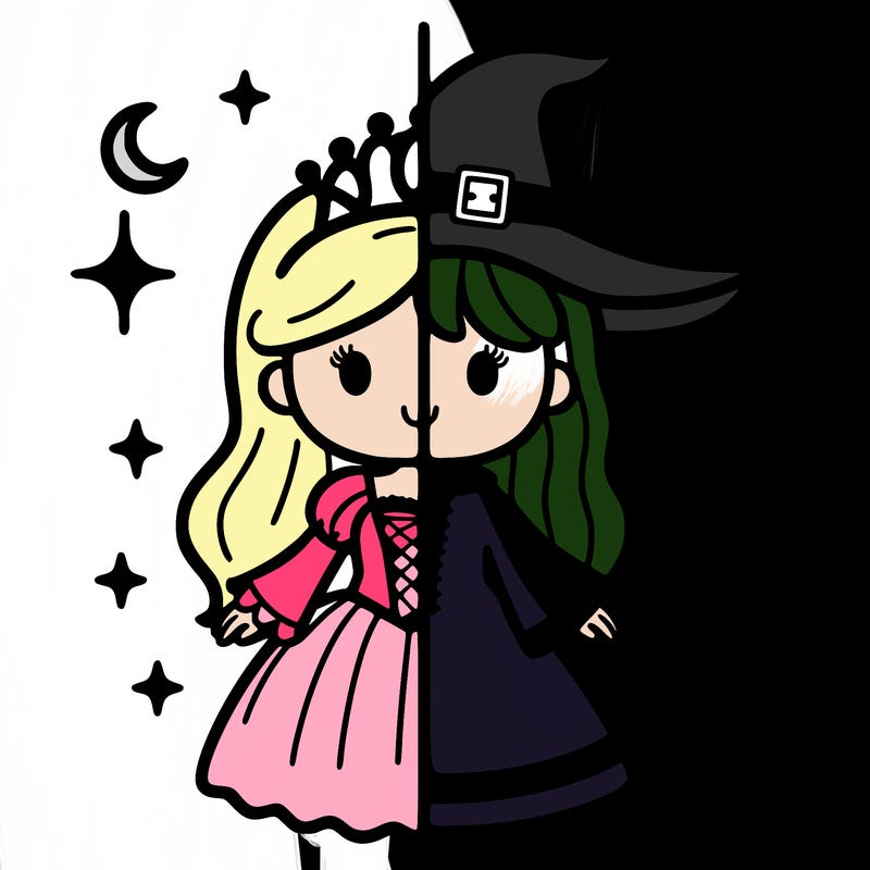 split princess and witch