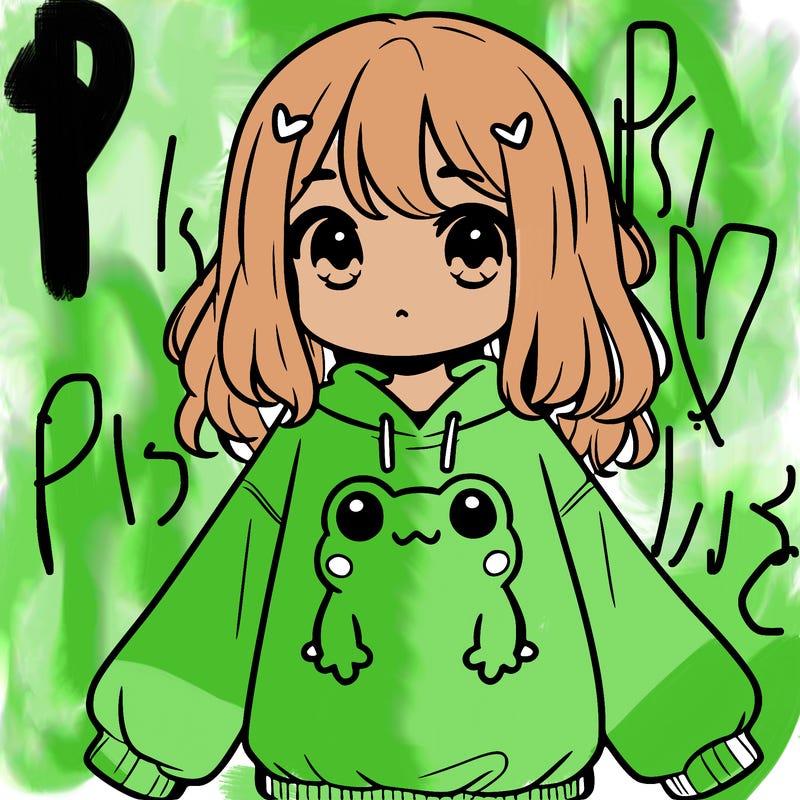 girl wearing frogging sweatshirt