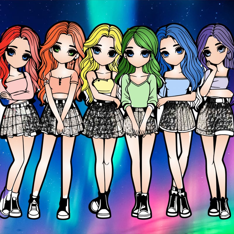 a group of girls realistic