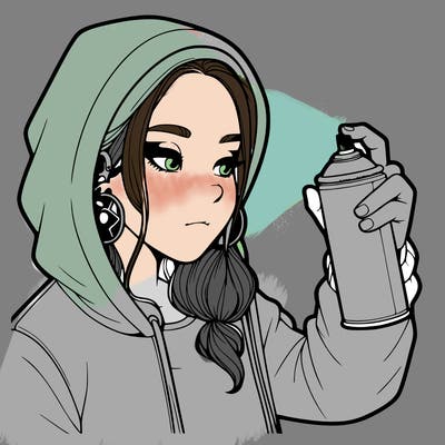 a realistic girl, spray painting