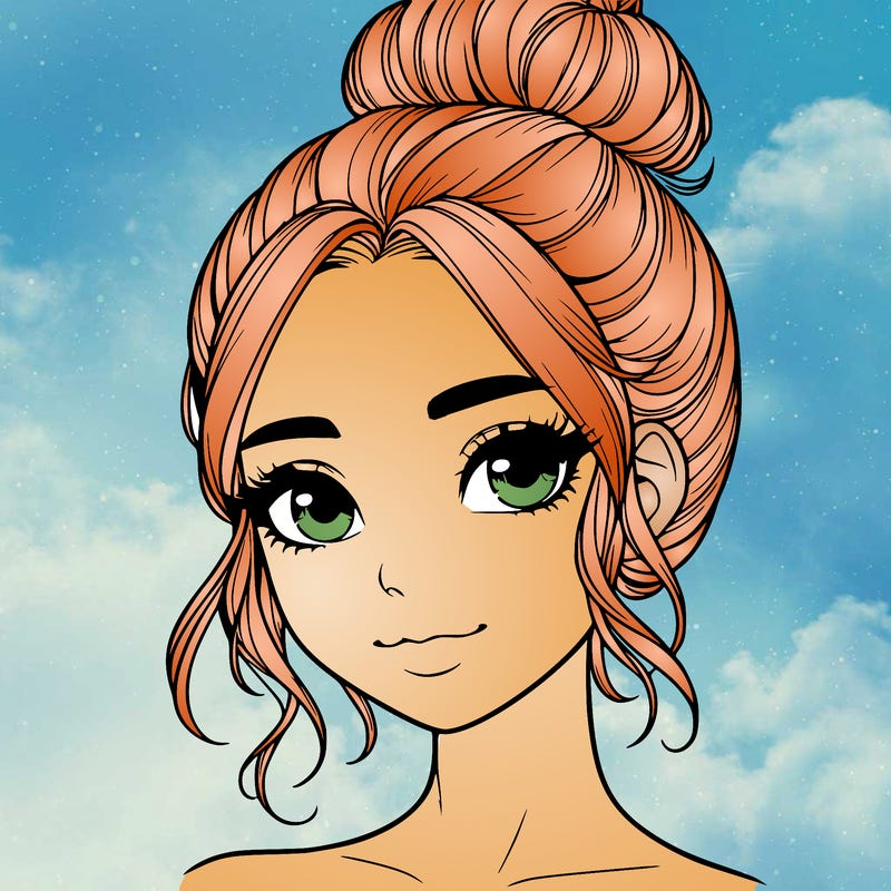 realistic pretty girl with hair in bun