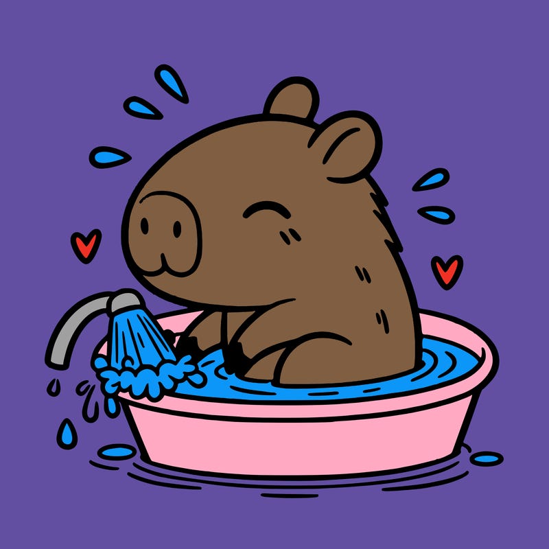 capybara taking a bath