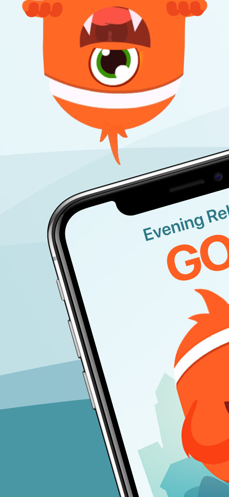 Un smartphone affichant l'interface de l'application de fitness Lazy Monster avec sa mascotte orange