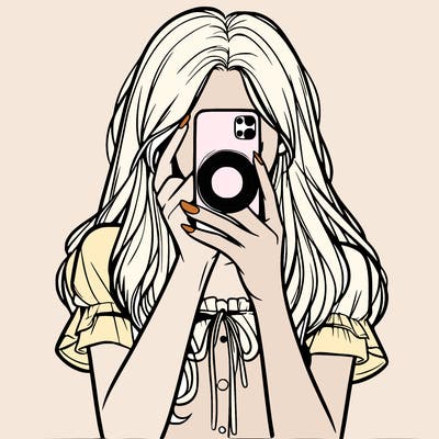 a realistic girl holding her phone taking pictures