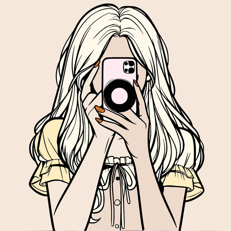 a realistic girl holding her phone taking pictures