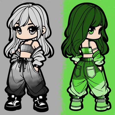 girl in crop top and baggy pants