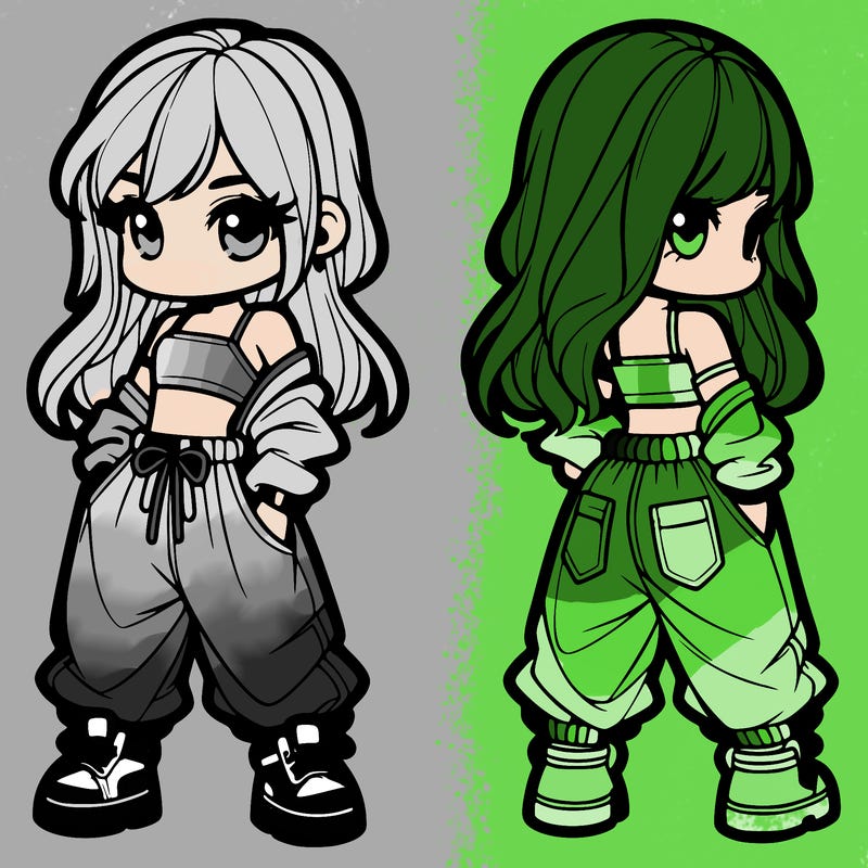 girl in crop top and baggy pants