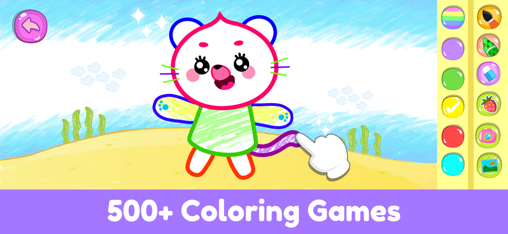 ElePant Kids Learning Games 2+ - Interactive coloring game for kids featuring a cartoon character and drawing tools