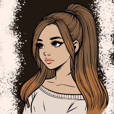 realistic girl with a high ponytail