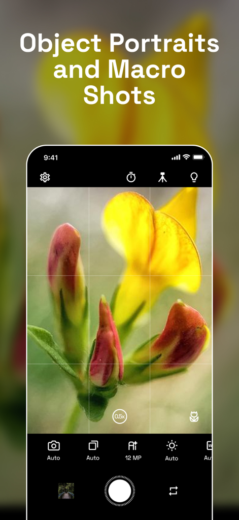 NeuralCam Aperture - NeuralCam Aperture app interface demonstrating macro photography of flowers