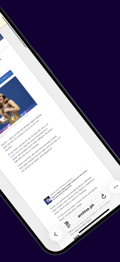 WebRewind - Web Archiver - WebRewindアプリがiPhoneでアーカイブされたニュース記事を表示
