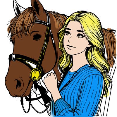 realistic girl with horse
